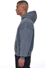 HEAVY OVERSIZE MIDDLE RUBBER PATCH HOODIE WASHED GREY