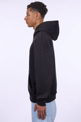 HEAVY OVERSIZE MIDDLE RUBBER PATCH HOODIE BLACK