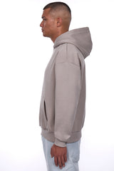 HEAVY OVERSIZE MIDDLE RUBBER PATCH HOODIE STONE