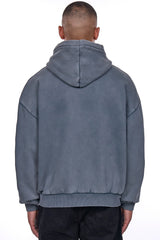 HEAVY OVERSIZE MIDDLE RUBBER PATCH HOODIE WASHED GREY
