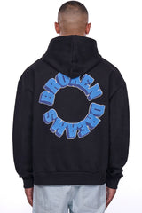 HEAVY OVERSIZE BROKEN DREAMS CIRCLE HOODIE BLACK