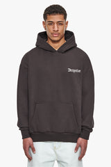 HEAVY OVERSIZE CREW LOVE GLOBE HOODIE WASHED BLACK