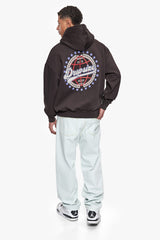 HEAVY OVERSIZE CREW LOVE GLOBE HOODIE WASHED BLACK