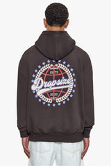 HEAVY OVERSIZE CREW LOVE GLOBE HOODIE WASHED BLACK