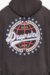 HEAVY OVERSIZE CREW LOVE GLOBE HOODIE WASHED BLACK
