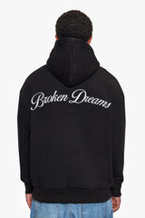 HEAVY OVERSIZE BROKEN DREAMS BACKPRINT HOODIE BLACK