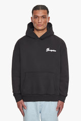 HEAVY OVERSIZE BUBBLE LOGO HOODIE BLACK