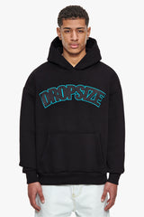 HEAVY OVERSIZE OUTLINE EMBO HOODIE BLACK