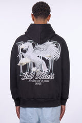HEAVY OVERSIZE PEGASUS HOODIE BLACK