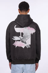 HEAVY OVERSIZE DOVE CLOUDS HOODIE WASHED BLACK