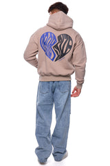 HEAVY OVERSIZE BROKEN HEART HOODIE SIMPLY TAUPE