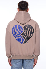 HEAVY OVERSIZE BROKEN HEART HOODIE SIMPLY TAUPE