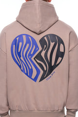 HEAVY OVERSIZE BROKEN HEART HOODIE SIMPLY TAUPE
