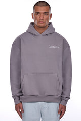 HEAVY OVERSIZE EMBO HOODIE GUL GREY