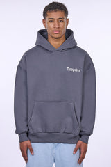HEAVY OVERSIZE EMBO HOODIE IRON GREY
