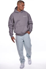 HEAVY OVERSIZE EMBO HOODIE GUL GREY