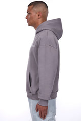 HEAVY OVERSIZE EMBO HOODIE GUL GREY