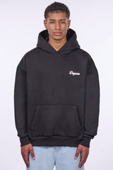 HEAVY OVERSIZE SCRIPT LOGO HOODIE BLACK