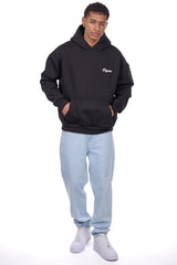 HEAVY OVERSIZE SCRIPT LOGO HOODIE BLACK