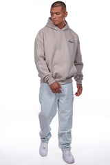 HEAVY OVERSIZE SCRIPT LOGO HOODIE STONE