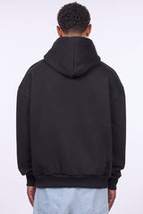 HEAVY OVERSIZE SCRIPT LOGO HOODIE BLACK