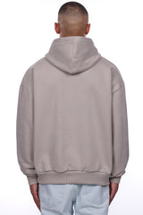 HEAVY OVERSIZE SCRIPT LOGO HOODIE STONE