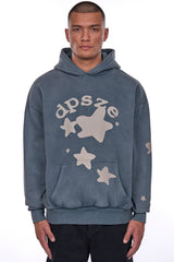 HEAVY OVERSIZE LOUD STAR  HOODIE WASHED GREY