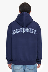 HEAVY OVERSIZE BACKLOGO HOODIE BLACK IRIS / BABY BLUE