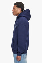 HEAVY OVERSIZE BACKLOGO HOODIE BLACK IRIS / BABY BLUE