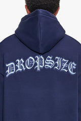 HEAVY OVERSIZE BACKLOGO HOODIE BLACK IRIS / BABY BLUE