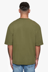 HEAVY OVERSIZE CURVED HD LOGO T-SHIRT OLIVE