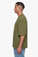 HEAVY OVERSIZE CURVED HD LOGO T-SHIRT OLIVE