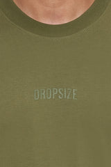 HEAVY OVERSIZE CURVED HD LOGO T-SHIRT OLIVE