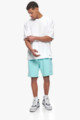 HEAVY EMBO SWEATSHORTS TURQUOISE