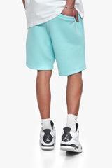 HEAVY EMBO SWEATSHORTS TURQUOISE