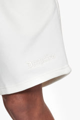 HEAVY EMBO SWEATSHORTS CREAM WHITE