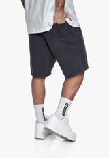 SIDE RIB SHORTS ACID WASHED BLACK