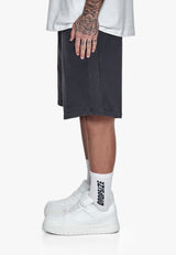 SIDE RIB SHORTS ACID WASHED BLACK