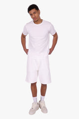 HEAVY OVERSIZE SIDE RIB SHORTS CREAM WHITE