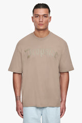 HEAVY OVERSIZE LOGO PUFFER PRINT T-SHIRT WEATHERED TEAK