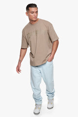 HEAVY OVERSIZE LOGO PUFFER PRINT T-SHIRT WEATHERED TEAK