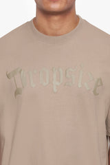 HEAVY OVERSIZE LOGO PUFFER PRINT T-SHIRT WEATHERED TEAK