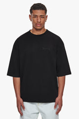 HEAVY OVERSIZE SILK EMBO T-SHIRT BLACK