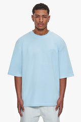 HEAVY OVERSIZE SILK EMBO T-SHIRT BABY BLUE