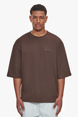 HEAVY OVERSIZE SILK EMBO T-SHIRT CHOCOLATE BROWN