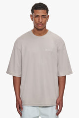 HEAVY OVERSIZE SILK EMBO T-SHIRT MOON BEAM