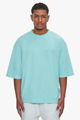 HEAVY OVERSIZE SILK EMBO T-SHIRT TURQUOISE