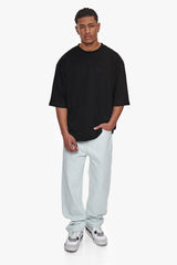 HEAVY OVERSIZE SILK EMBO T-SHIRT BLACK