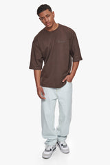 HEAVY OVERSIZE SILK EMBO T-SHIRT CHOCOLATE BROWN