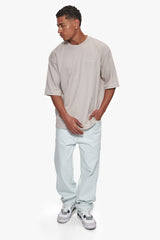 HEAVY OVERSIZE SILK EMBO T-SHIRT MOON BEAM